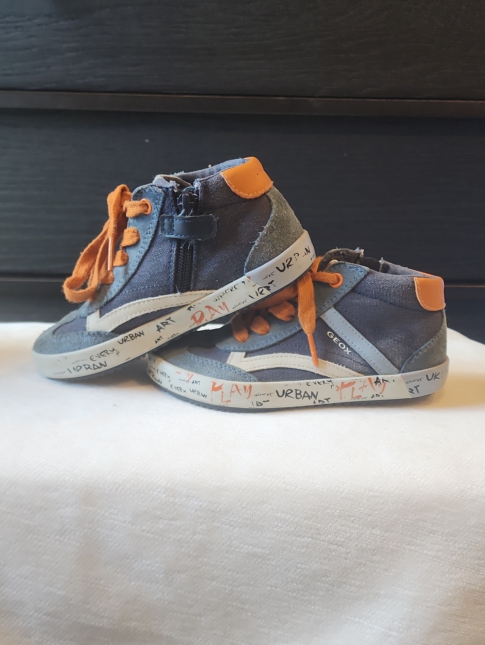 Geox Kid's Alonisso High Top Navy/Dk Orange Sneakers URBAN GRAFFITI